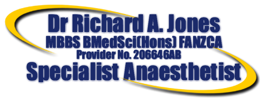Dr Richard A Jones - MBBS BMedSci(Hons) FANZCA - Specialist Anethetist - Provider No 206646AB